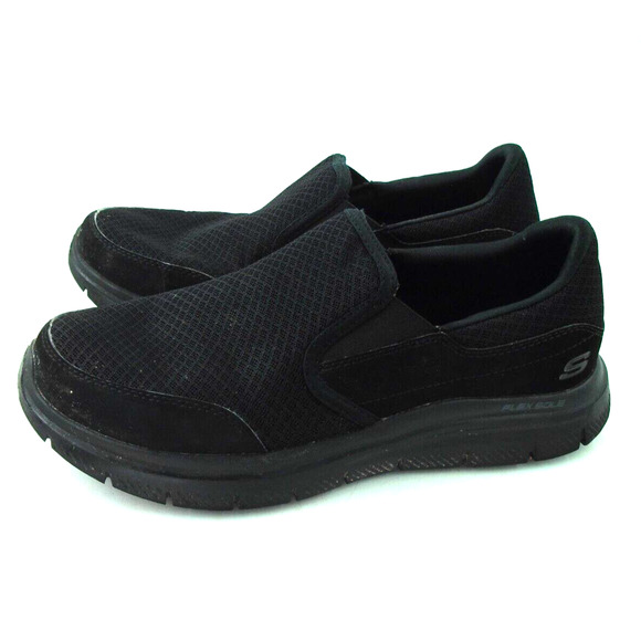 Skechers WORK McAllen Slip Resistant Shoes Mens 8.5 Black Mesh Low Top Slip On - Picture 1 of 9